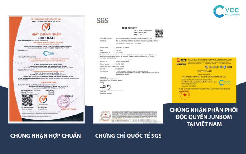 Sản phẩm keo của VCC có chứng nhận hợp chuẩn, chứng nhận quốc tế SGS